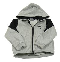 Šedo-černá propínací mikina s logem a kapucí Puma