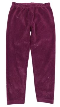 Fialové trblietavé zamatové legíny Tu