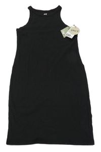Nové - Čierne rebrované šaty H&M