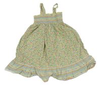 Bielo-zeleno-farebné kvetované šaty