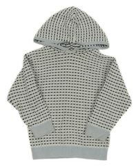 Světlemodro-bielo-čierny vzorovaný sveter s kapucňou George