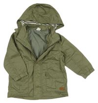 Khaki plátěná jarní bunda s kapucí H&M
