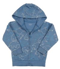 Šedomodrá prepínaci mikina s diny a kapucňou Primark
