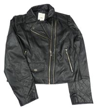 Černý koženkový crop jarní křivák River Island