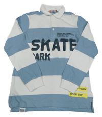 Bílo-světlemodré pruhované polo triko s nápisy Original Marines