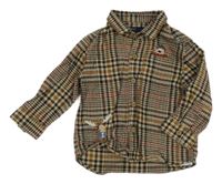 Béžovo-hnedá kockovaná košeľa s medvedíkom Next