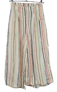 Dámské bílo-barevné pruhované culottes kalhoty Primark 