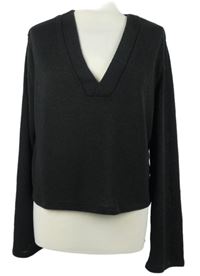 Dámský černý crop svetr s rozšířenými rukávy H&M