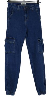 Dámské modré cargo rifle s kapsami Blue SSkk