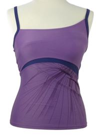 Dámský fialovo-tmavomodrý vrchní díl tankini s potiskem Adidas 