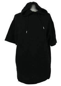 Pánske čierne rebrované tričko s kapucňou