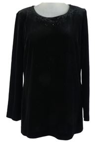Dámské černé sametové triko s flitry M&S