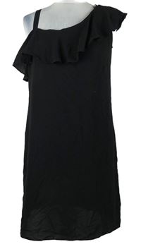 Dámske čierne asymetrické šaty s volánem C&A