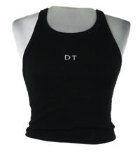 Dámský černý žebrovaný crop top s nápisem Bershka 