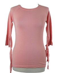 Dámský růžový lehký svetr s mašlemi na rukávech Orsay 