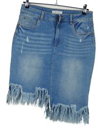 Dámská světlemodrá riflová sukně s třásněmi Amisu 