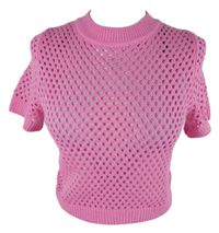 Dámské růžové ažurové crop pletené tričko H&M