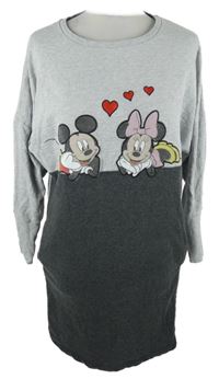 Dámske sivo-tmavosivé teplákové šaty s Minnie a Mickeym Disney