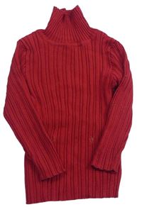 Červený rebrovaný sveter s rolákom Nutmeg