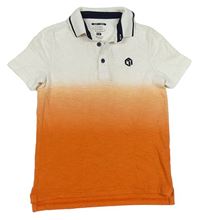 Bílo-oranžové polo tričko s výšivkou F&F
