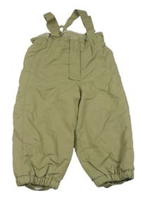 Khaki šusťákové zateplené oteplovačky s kšandami H&M