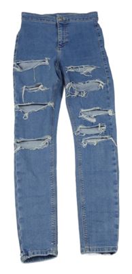 Modré skinny rifle s prošoupáním Topshop