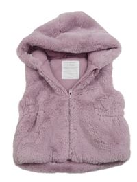 Lila kožušinová zateplená vesta s kapucňou Primark