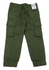 Nové- Khaki plátěné cargo kalhoty Matalan