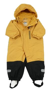 Žluto-černá šusťáková zimní kombinéza s kapucí Reflex 
