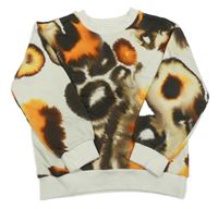 Bielo-hnedo-oranžovo-béžová batikovaná mikina H&M