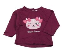 Tmavofialové triko s kočkou 