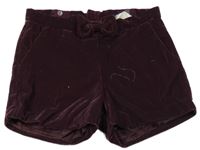 Vínové sametové třpytivé kraťasy s mašlí H&M