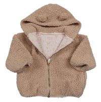 Svetloružová podšitá huňatá podšitá bunda s kapucňou Next