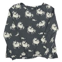 Šedé triko s jednorožci TU