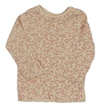 Svetloružové rebrované tričko s listami F&F