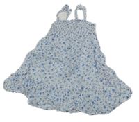 Bielo-modré kvetované plátenné šaty Primark