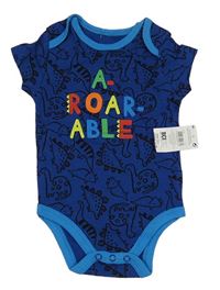 Tmavomodré body s dinosaurami a nápisom Pep&Co