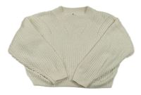 Smotanový žinylkový crop sveter H&M