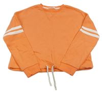 Oranžová crop mikina s pruhy na rukávech M&S