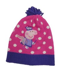 Růžová puntíkatá čepice s Pepinou a bambulí