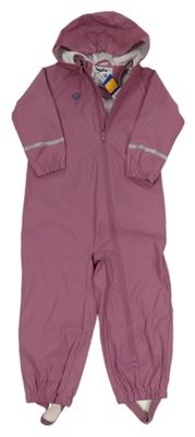 Nové - Starorůžová nepromokavá kombinéza s reflexními pruhy a kapucí Lupilu 
