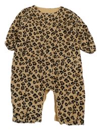 Béžovo-černý vzorovaný manšestrový podšitý overal Next