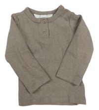 Hnědé žebrované triko s knoflíky H&M