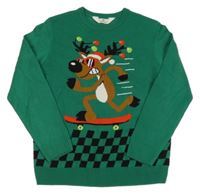 Zelený sveter so sobom H&M