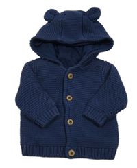 Tmavomodrý propínací podšitý svetr s kapucí M&S