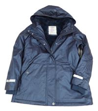 Tmavomodrý nepromokavý zateplený kabát s kapucí M&S