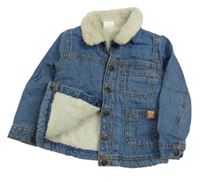 Modrá riflová zateplená bunda s beránkem F&F