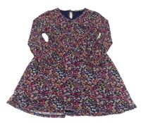 Tmavomodro-farebné kvetované sieťované šaty so zavazováním TRIXXI GIRL