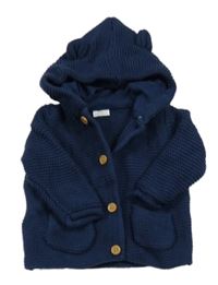 Tmavomodrý propínací svetr s kapucí Next