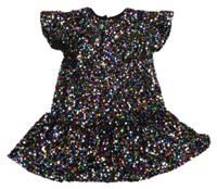 Černo-barevné sametovo/flitrové šaty 